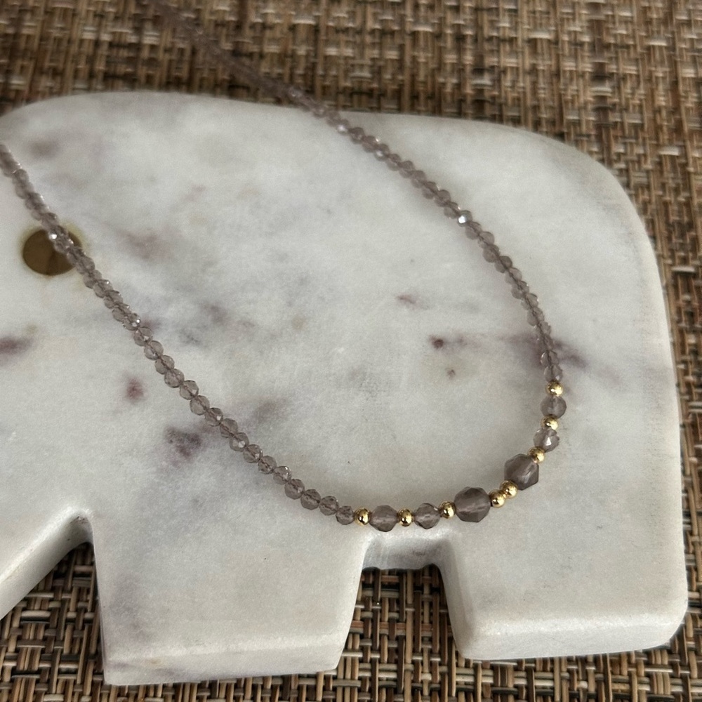 Ice obsidian and gold bead Necklace